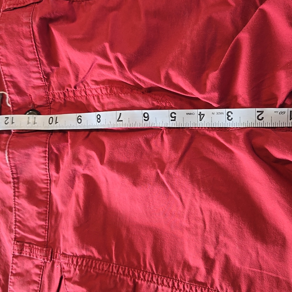 PA12 Levis Dockers Plus Capris Sz 24W Zip Front Pockets Drawstring Hem Brick Red - Picture 7 of 10